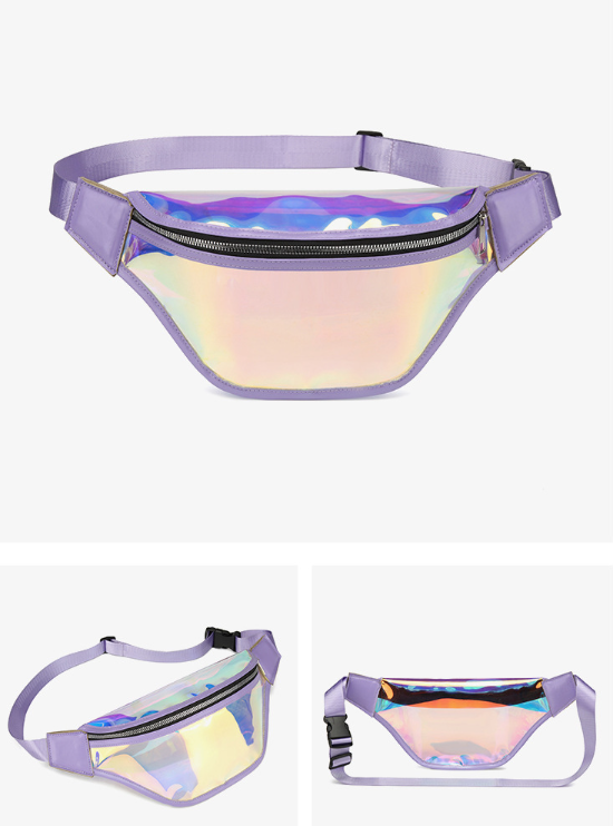 Irregular Personality Laser Reflective Crossbody Chest Bag - Blue