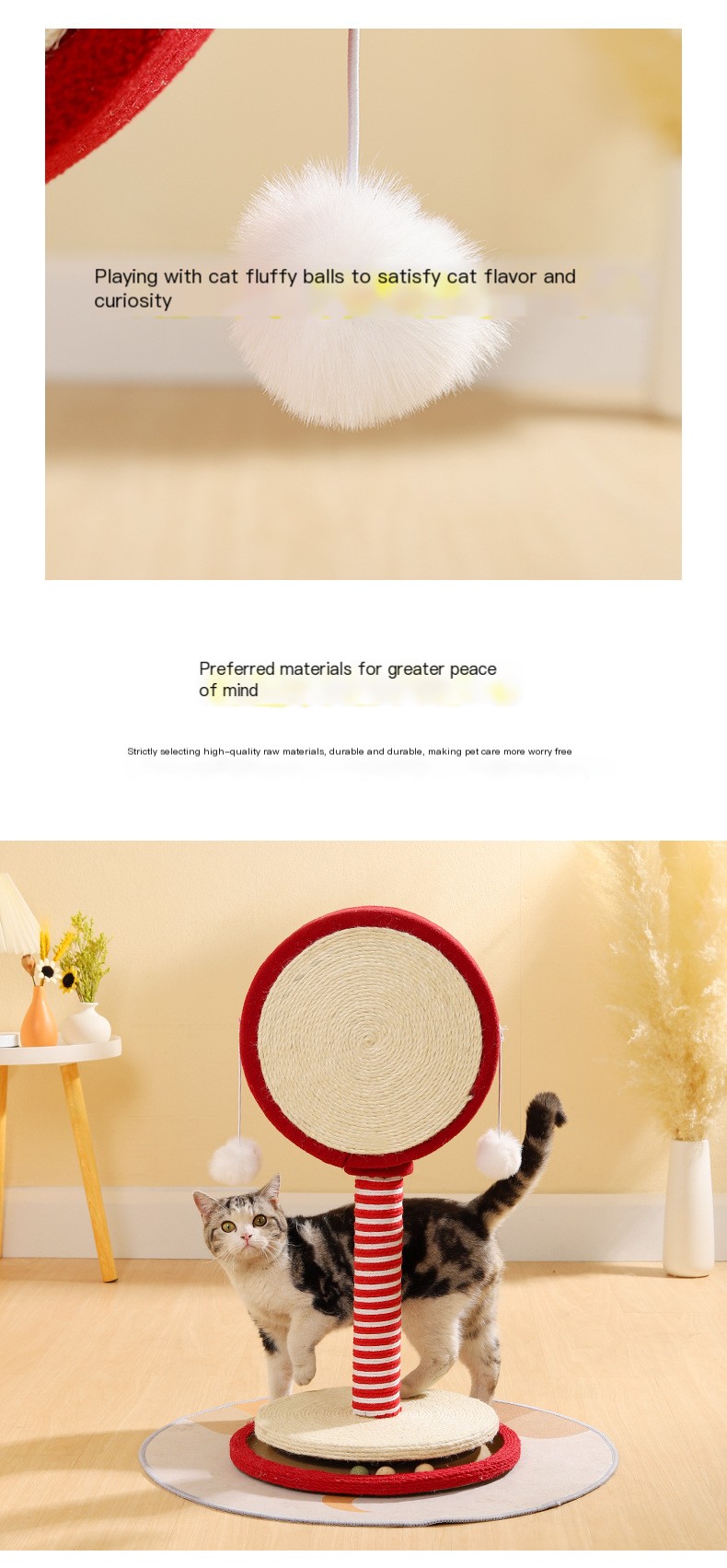 Cat scratching post in vibrant color