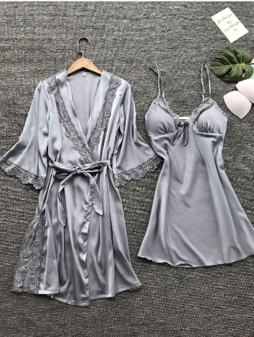 Charlotte Satin Camisole and Robe Set