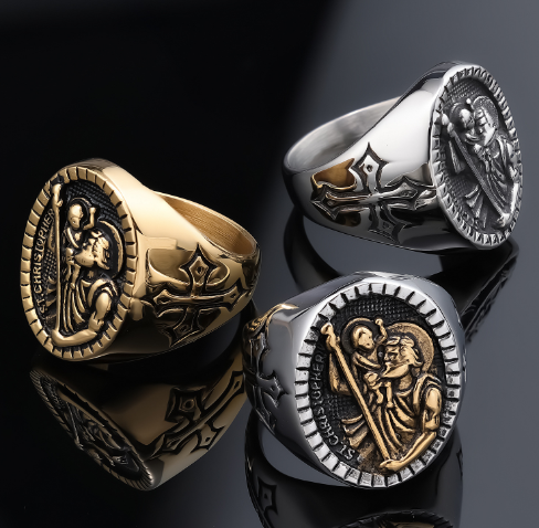 Vintage Silver Men's Cross Ring Image 2