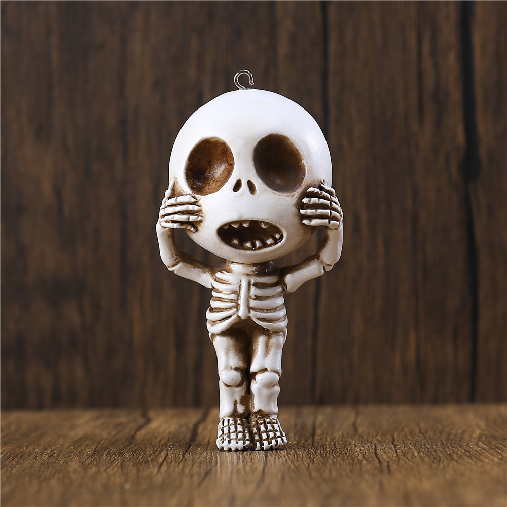 Skeleton Keychain Creative Funny Little Skull Doll Ornaments Cute and Funny Resin Keychain image
