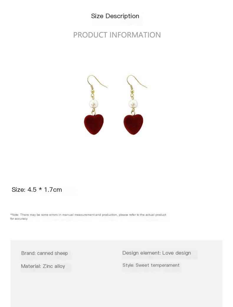 Red Heart Shaped 3D Pearl Earrings