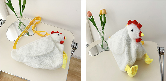 Fuzzy Cute Chicken Crossbody Bag