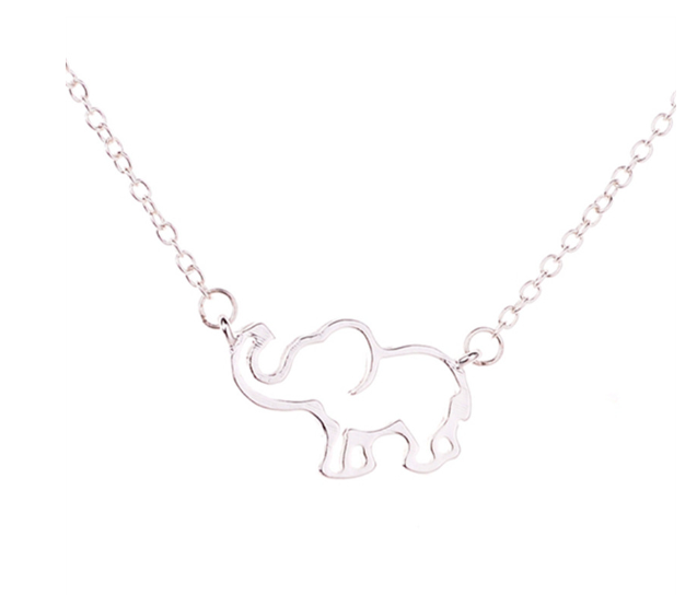 Elephant Pendant Necklace Silvery