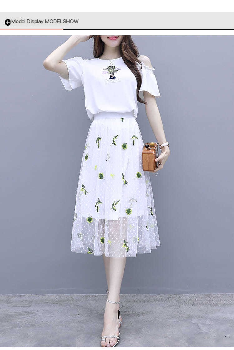 Gauze Mesh Long Skirt Set Image 1