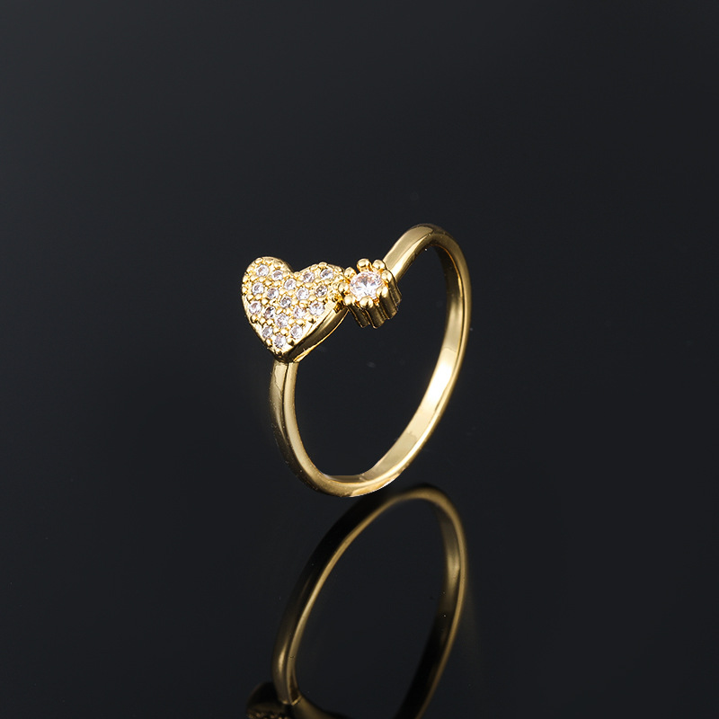 Copper-plated Gold Micro Inlaid Zircon Geometric Simple Ring Collection