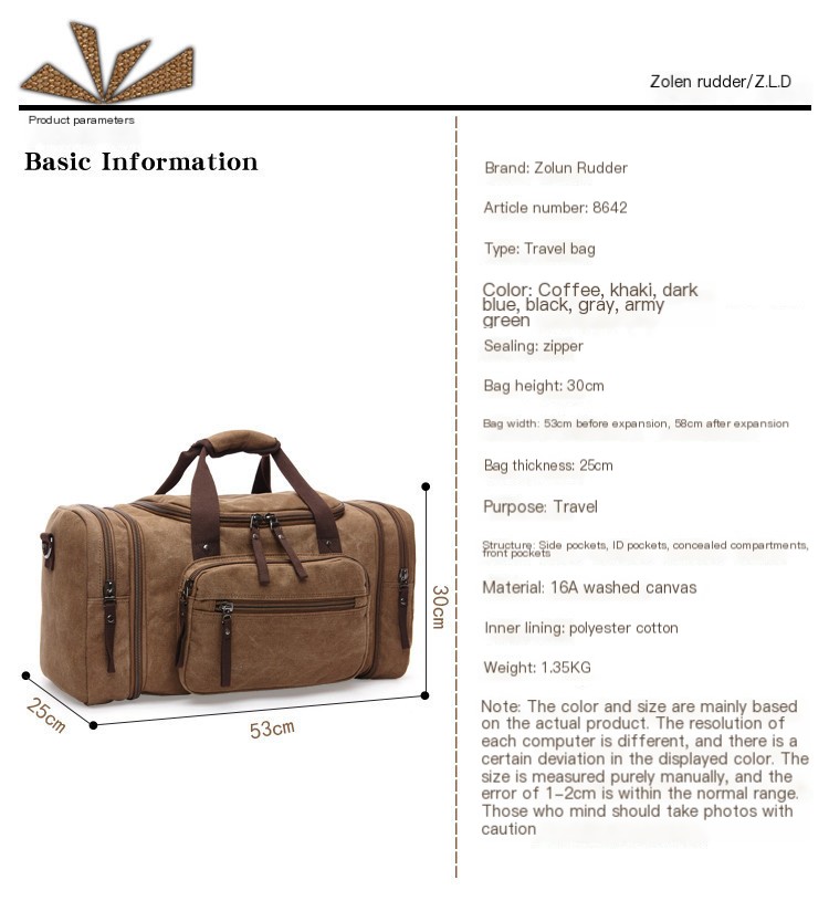 Canvas travel bag
