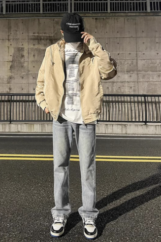 Washed Distressed Fit Straight-leg Jeans