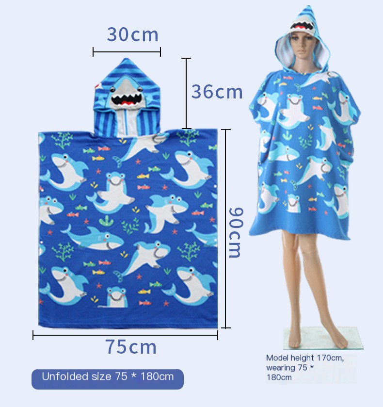 Microcredit Explosions Large Children's Bath Towel Cloak Reactive Printing Hooded Bathrobe Cloak Absorbent Quick-drying Wearing Bath Towel