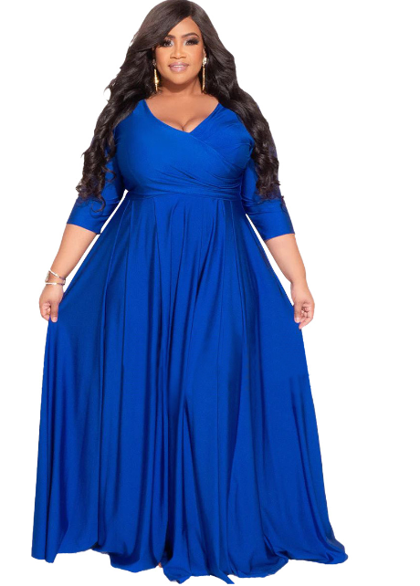 Elegant long dress styled outfit