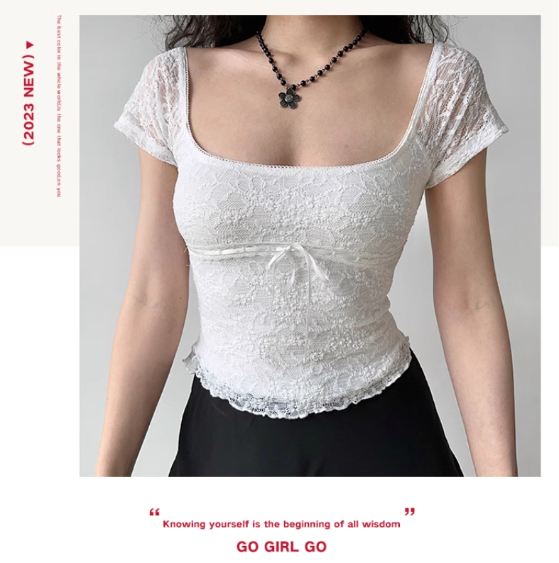 Retro Women Square Neck T-Shirt 4
