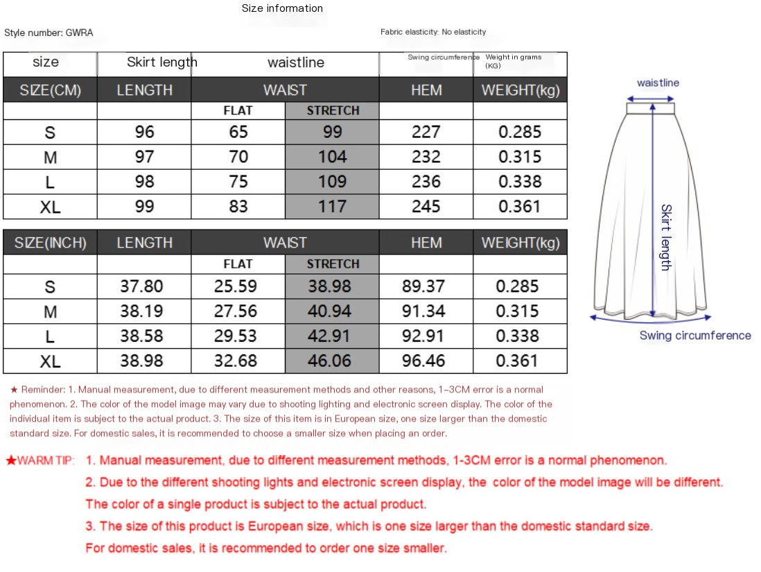 Skirt Size Chart