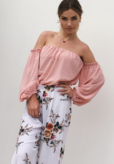 LIVA Chiffon Top - Lantern Sleeves