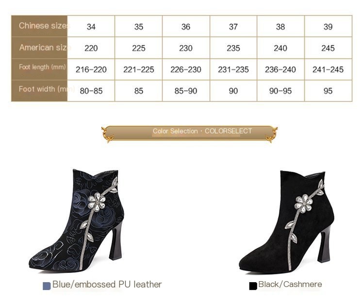 Rhinestone Fashion Chunky Heel Martin Boots