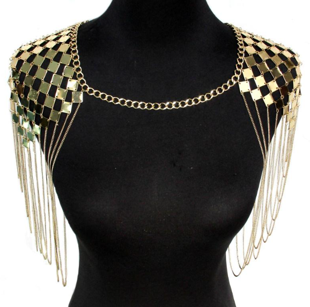 Metallic Fringe Shoulder Chain