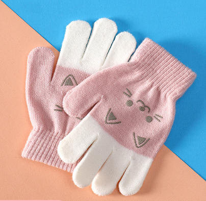 Children's Cartoon Gloves - Pink