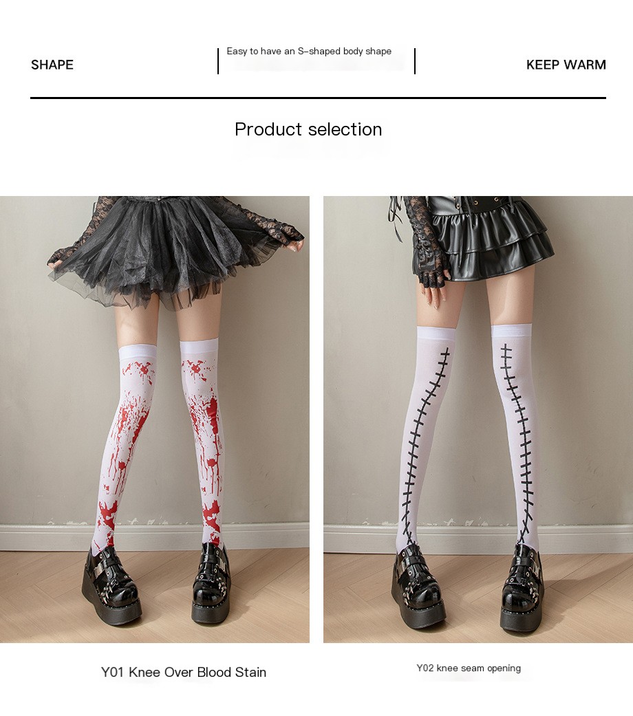 Blood Print Over-the-Knee Socks 1