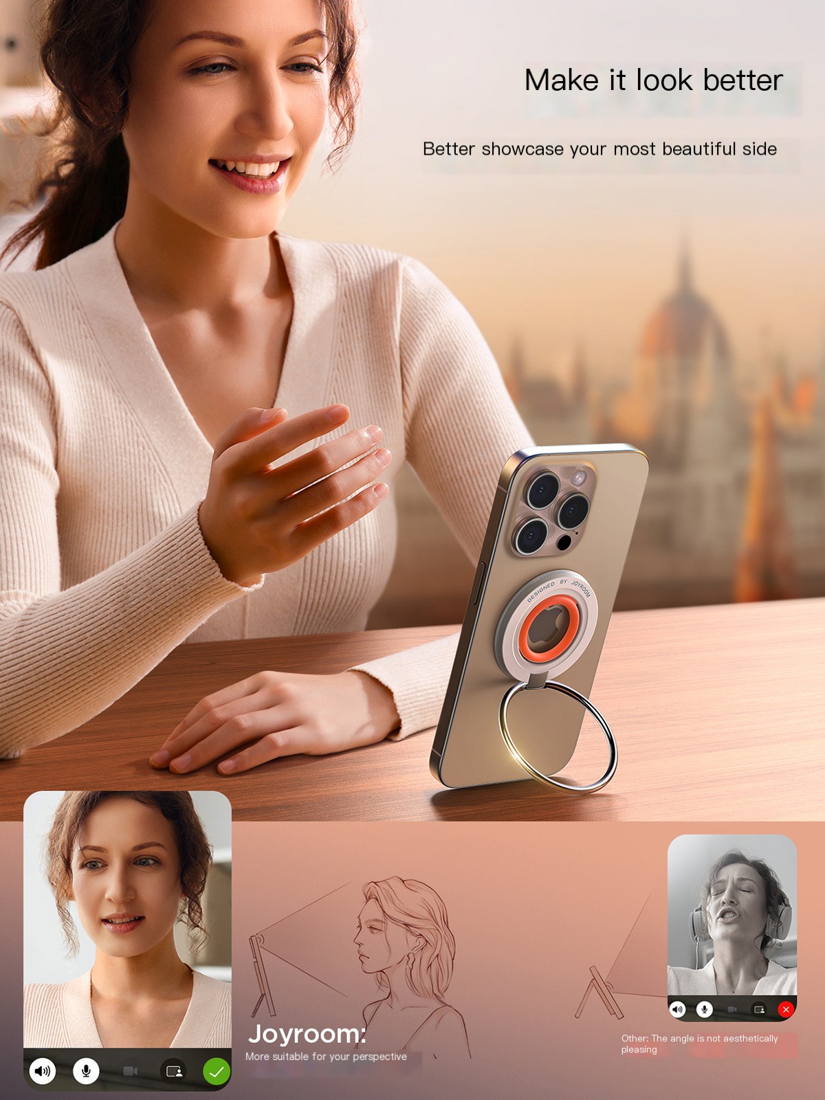 Magnetic Phone Ring Stand in Use