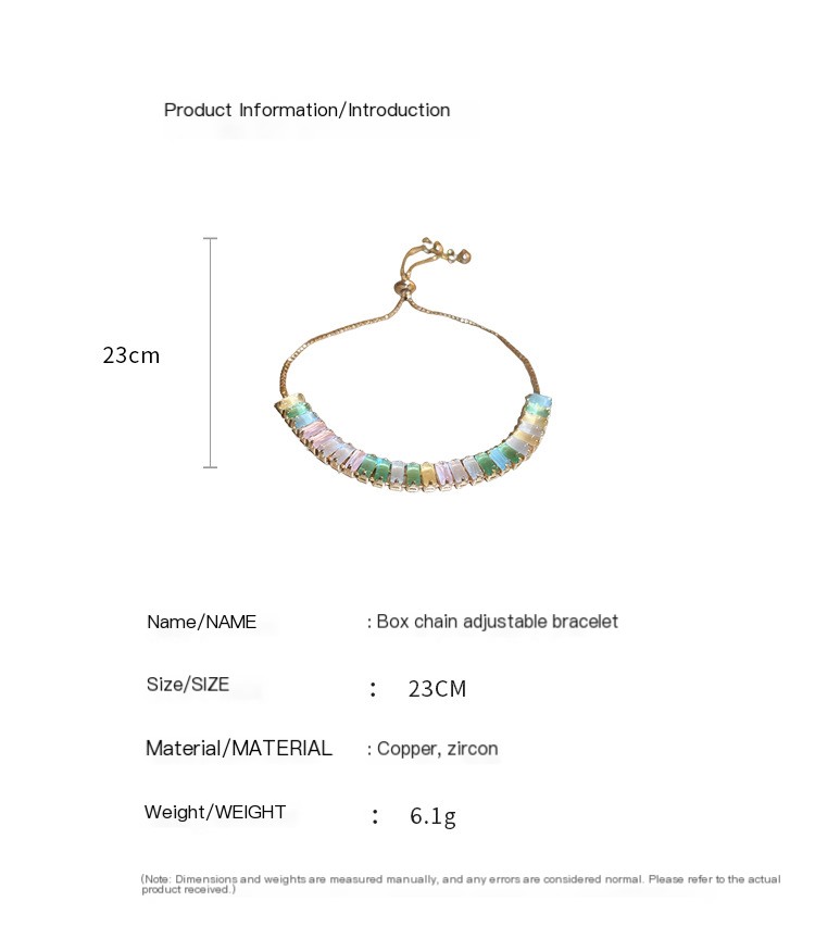 Colorful Zircon Pull-Adjustable Bracelet