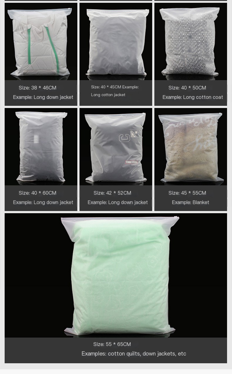 Thickened transparent frosted zipper bag wholesale custom pe ziplock bag plastic underwear socks storage clothing packaging bag
