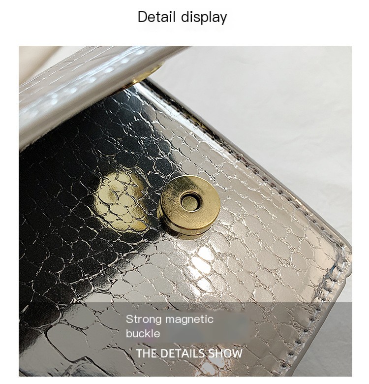 Crocodile Pattern Beaded Chain Crossbody Bag - 3