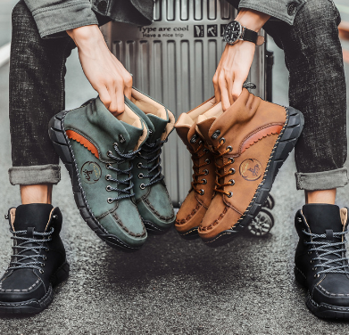 Hand-stitched Vintage Men's Leather Boots