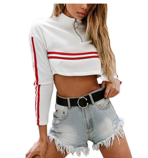 Striped Long Sleeve Cropped Sweatshirt 3