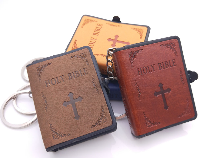 Mini Leather Cross Keychain Image 2