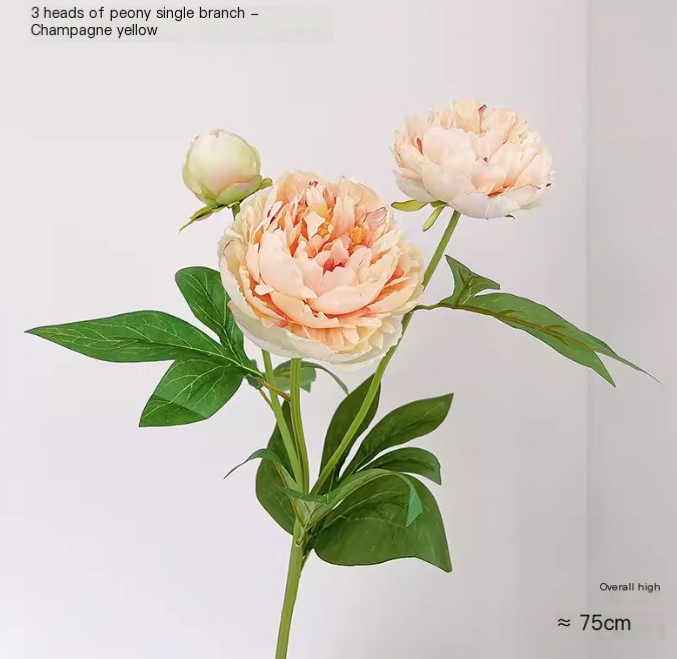 Peony Artificial Flower Bouquet - Champagne Yellow