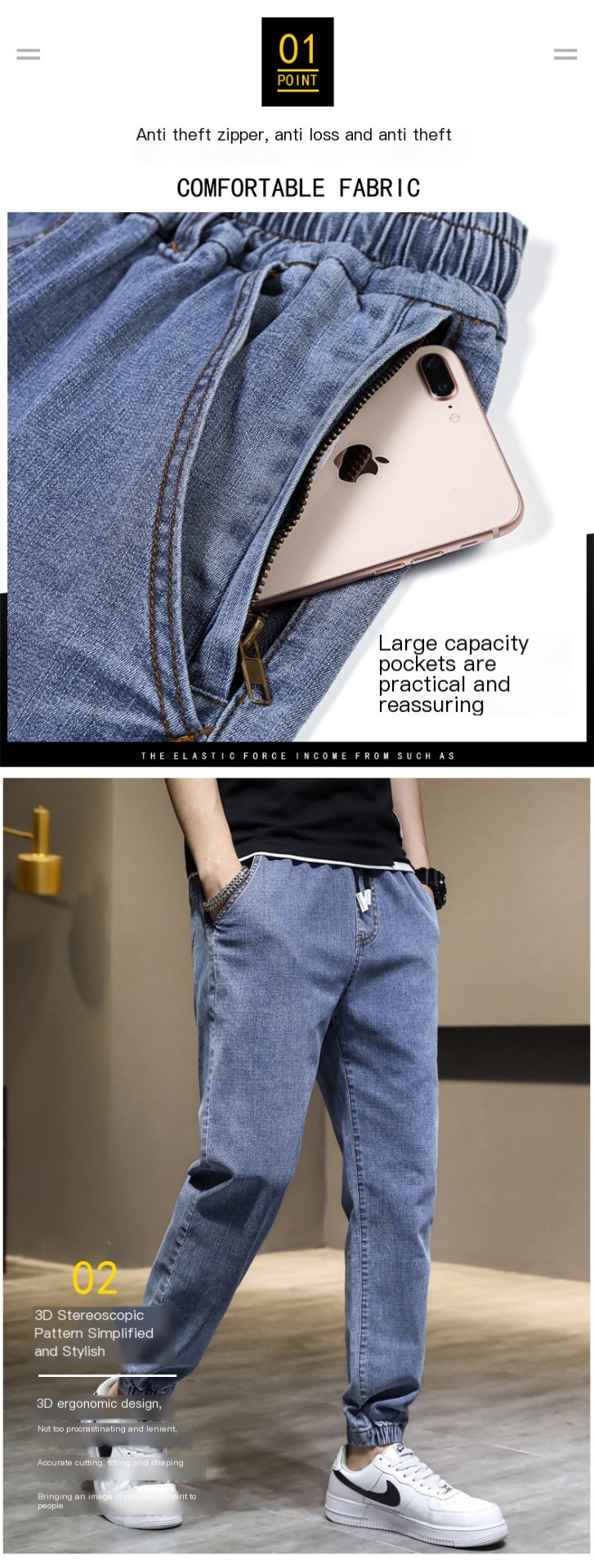 Japanese-style denim jogger pants - Image 3
