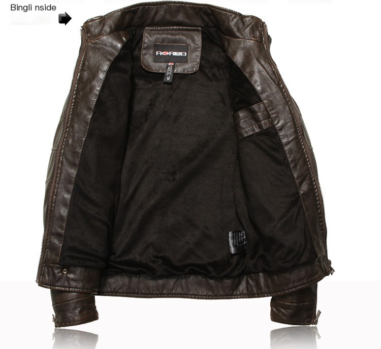 Men's Leather Jacket in Khaki