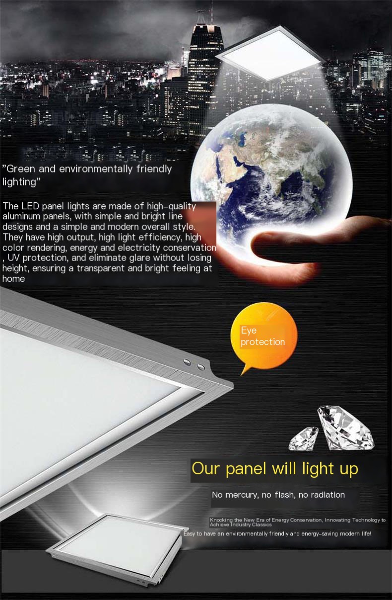 Integrated ceiling light led panel light 600x 600 office mineral wool aluminum gusset gypsum board embedded panel light