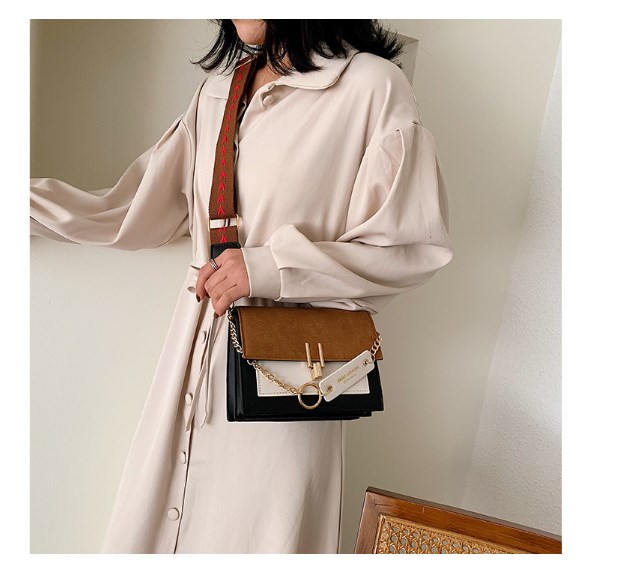 Color-Block Mini Square Bag in Brown