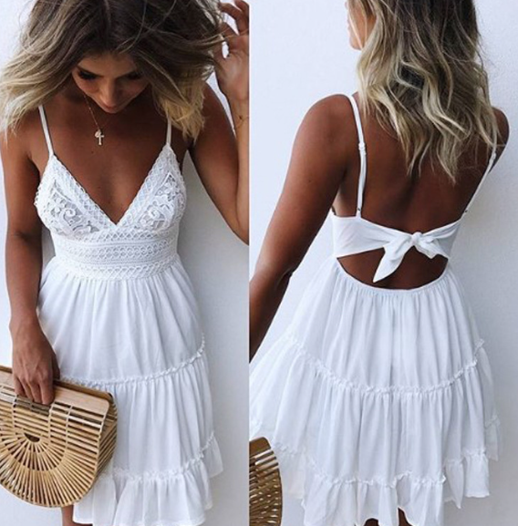 V-neck Chiffon Ruffled Dress 4