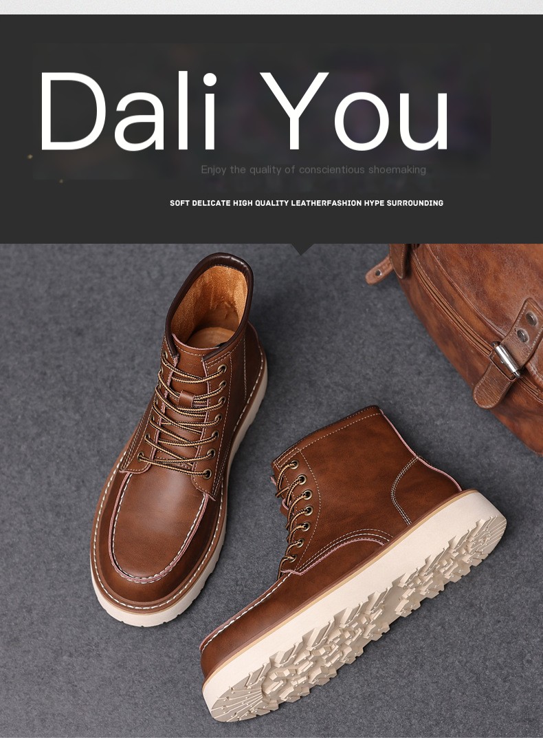 Mid-high men's British style tooling shoes 10
