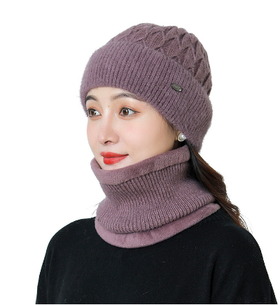 Women's Fleece Warm Wool Hat Scarf Suit Image 2