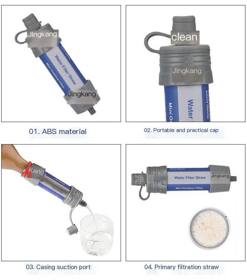 Water purification straw for outdoor use