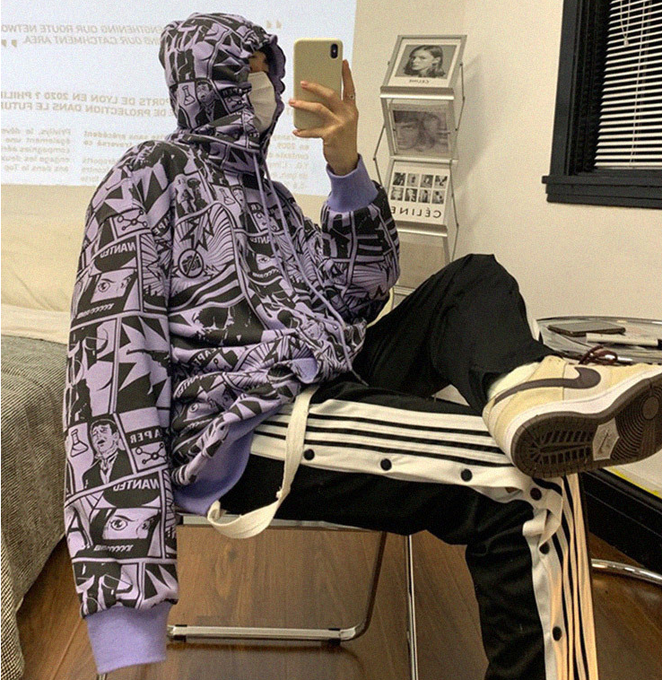 Cartoon Print Hooded Jacket