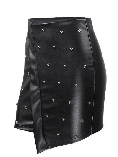 Beaded PU Leather Skirt Model 2