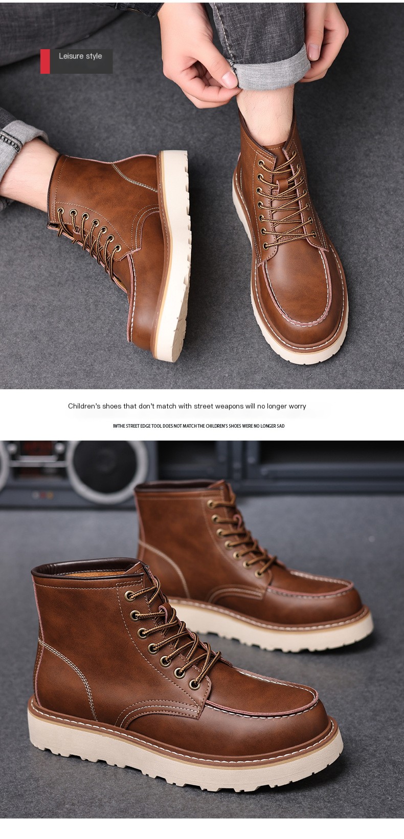 Mid-high men's British style tooling shoes 16
