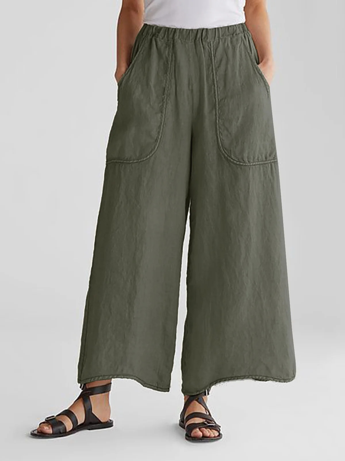Cotton and Linen Wide Leg Pants 2