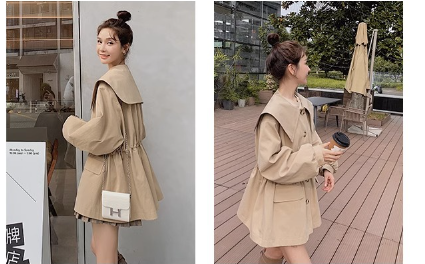 Women's Waist Small Windbreaker Mid-length Coat Image 1