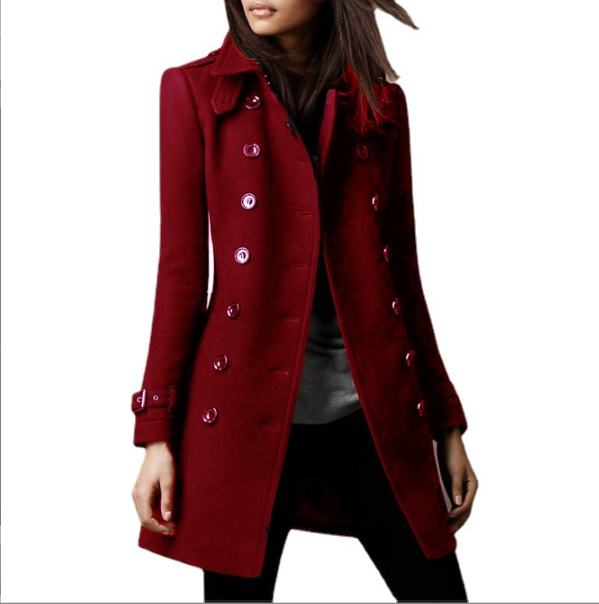 Ladies Spring Long Jacket Wool Trench Coat Image 6