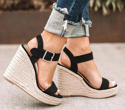 Color Block Wedge Heeled Sandals