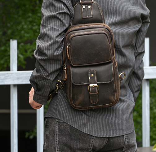 Men's Leather Chest Bag Image 3
