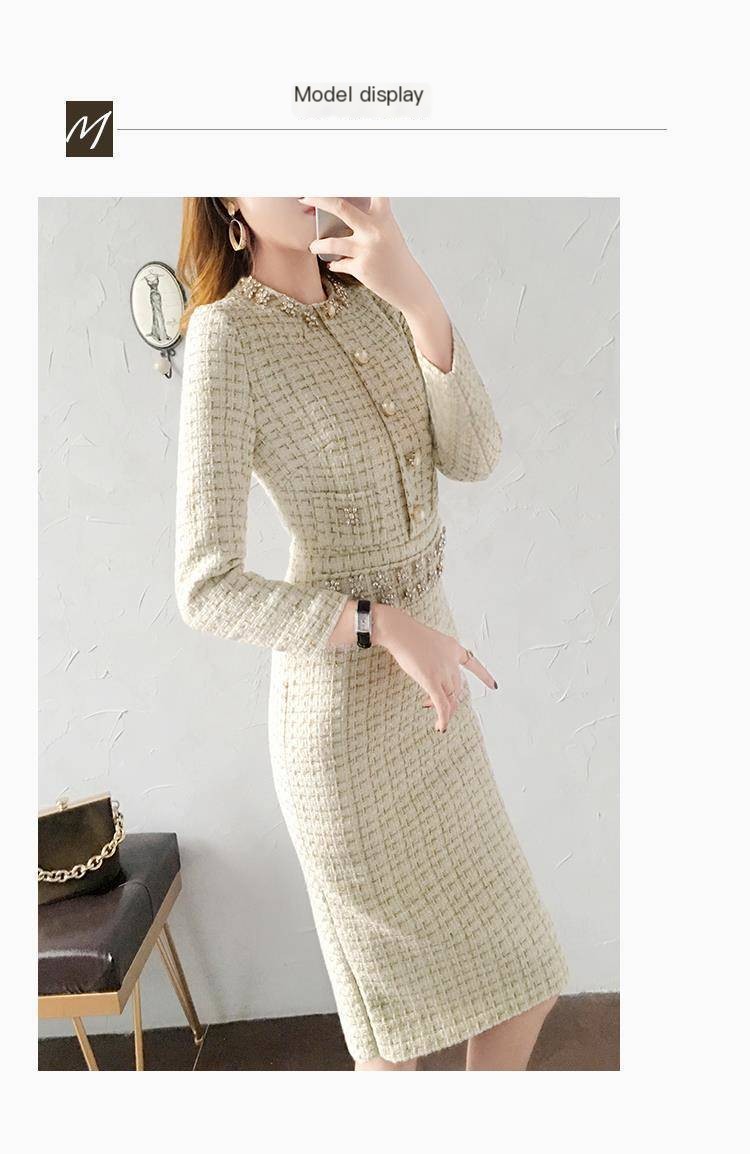 Retro Waist-Wrapped Woolen Dress 1