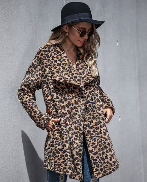 Animal Print Leopard Lapel Collar Jacket image