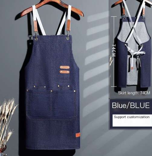 Cowhide Strap Denim Apron - Style 1
