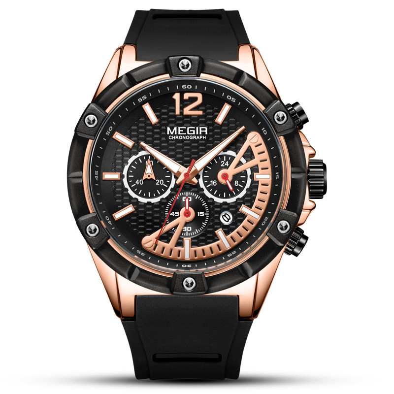 MEGIR Men's Sports Watch - Rose Black