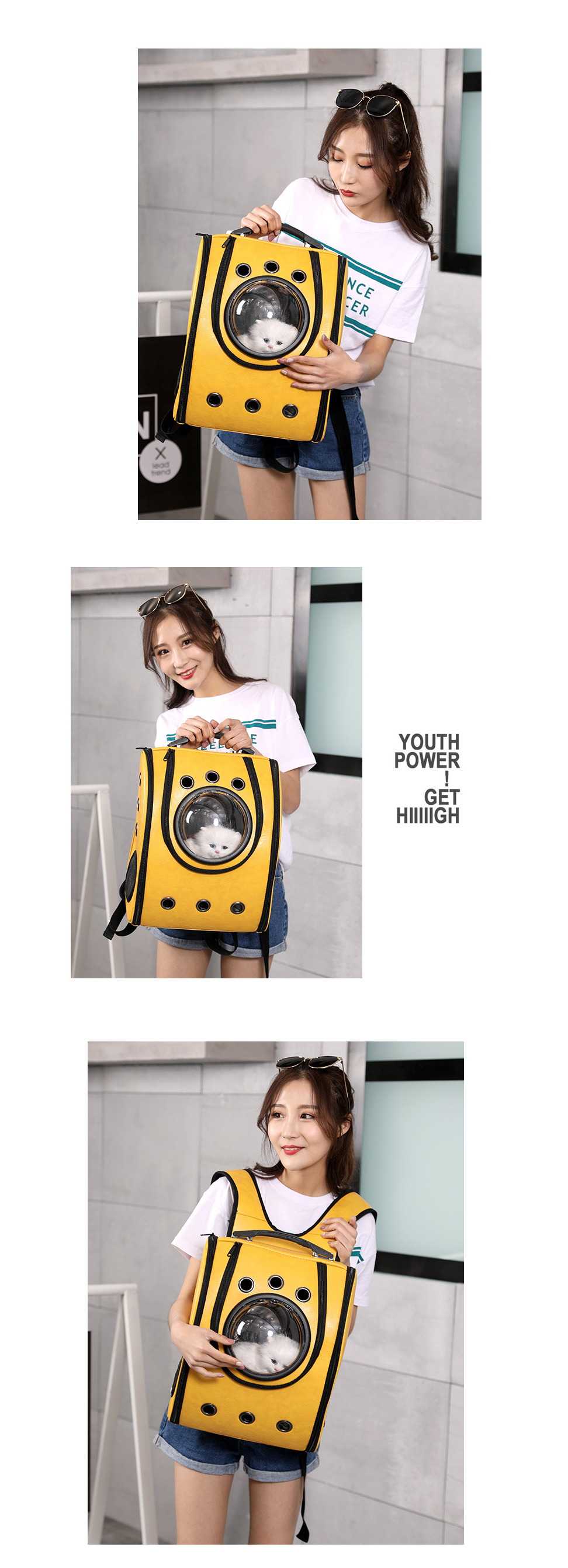 Space Capsule Pet Knapsack in Use